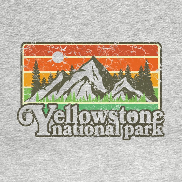 Yellowstone National Park Bison Buffalo Vintage Camping Hiking by kimmygoderteart